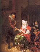 Doctor Taking a Young Woman's Pulse Musscher, Michiel van